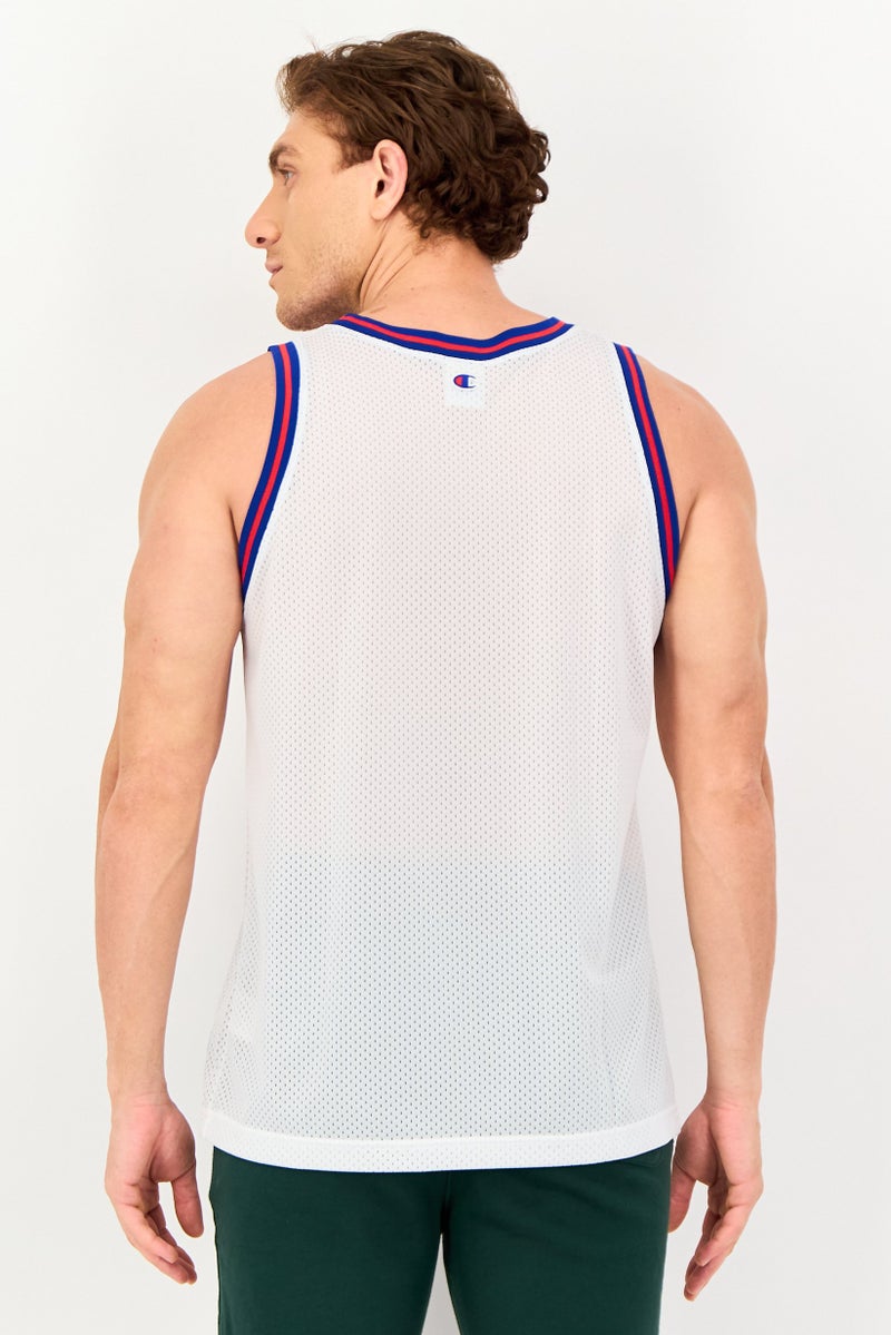 Champion Men Sportswear Fit Sleeveless Basket Ball Jersey, White - Image 3