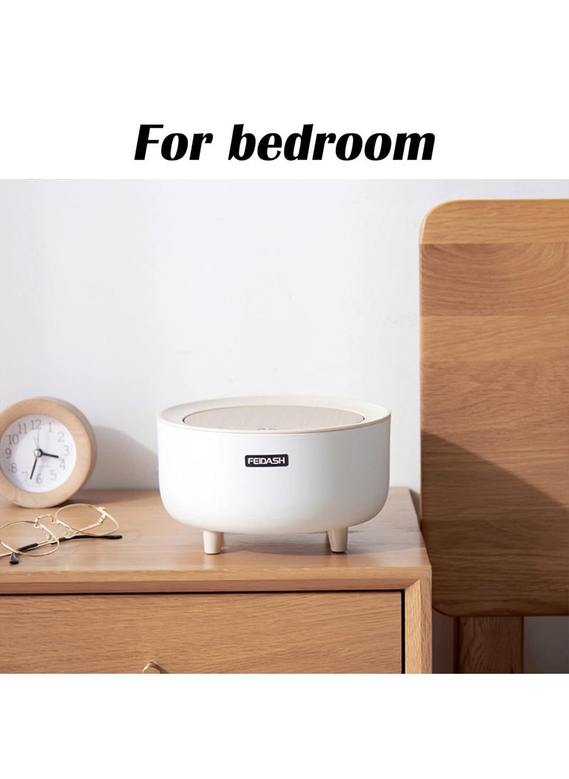 JUVIW JUVIW Mini Dustbin With Lid For Tabletop Desk Tiny Garbage Can For Office Bathroom Bedroom Makeup Waste ManualLift White 2 ltr  - Image 3