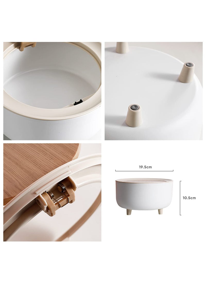 JUVIW JUVIW Mini Dustbin With Lid For Tabletop Desk Tiny Garbage Can For Office Bathroom Bedroom Makeup Waste ManualLift White 2 ltr  - Image 4
