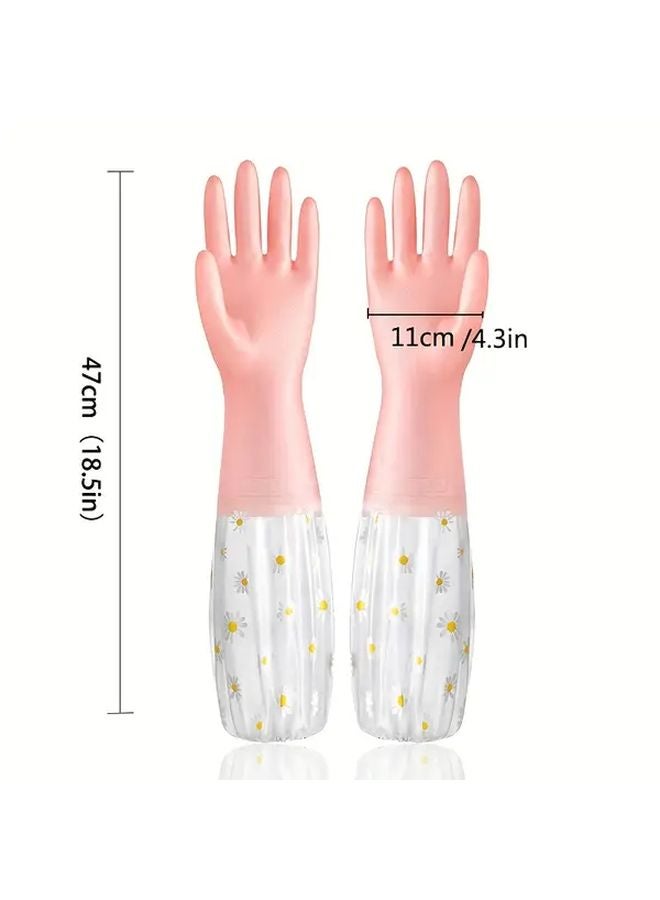 Pink Non Slip Thickened Jelly Dishwashing Gloves Kitchen Cleaning Supplies - Image 4
