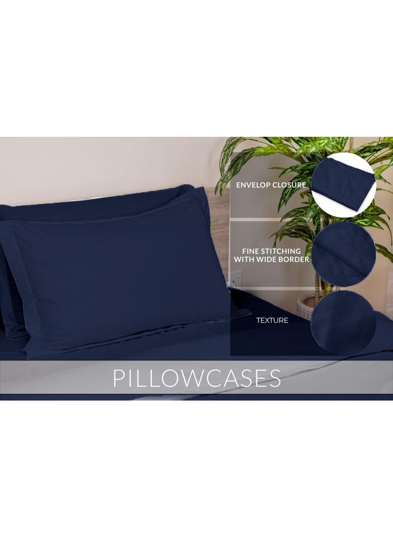 إي وورلد طقم سرير فاخر مكون من 6 قطع بحجم كينج، تصميم مخطط باللون الأزرق، مصنوع من قطن عالي الجودة بفخامة فنادق، مع شرشف سرير وغطاء لحاف ووسائد ناعمة - Image 3