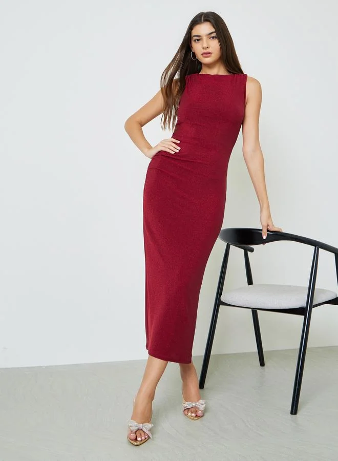 تايك تو Magenta Side Ruched Bodycon Maxi Dress