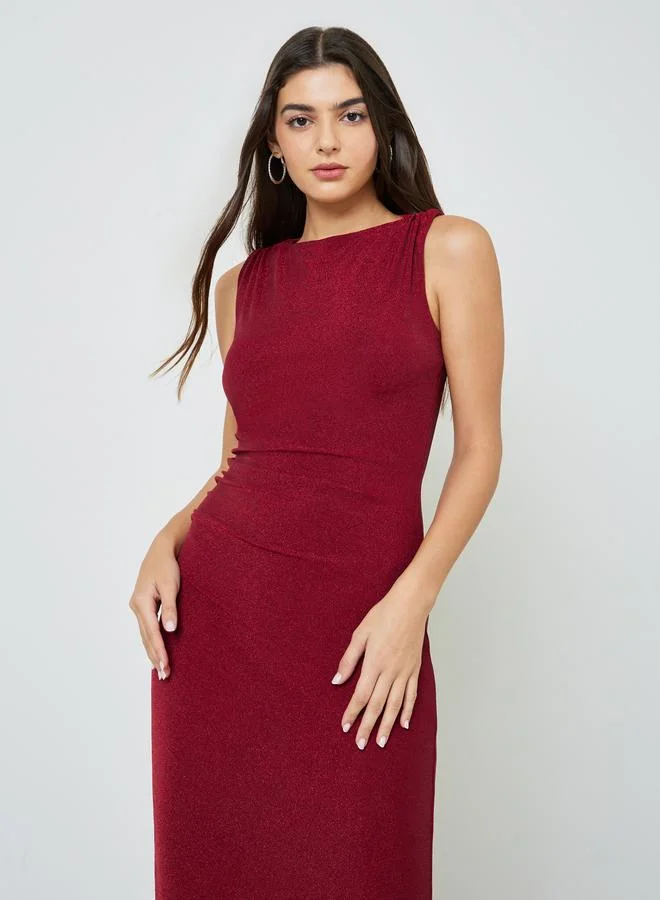 تايك تو Magenta Side Ruched Bodycon Maxi Dress