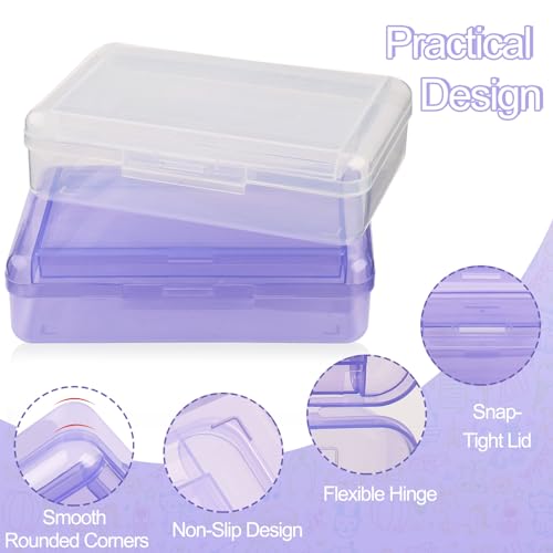 Meiikun Double Layer Large Capacity Pencil Case, Translucent Plastic Hard Pencil Boxes with Snap-tight Lid, School Office Supplies Storage Box for Stationery, Pen, Crayon (Purple, 1 Pack) - Image 5