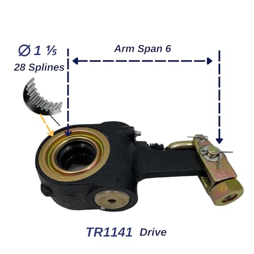 Torque 4 Pack of AS1141 Automatic Brake Slack Adjuster 1.5" Diameter, 28 Spline Teeth 6" Lever w/Lock Clevis (Replaces Accuride Meritor R803112 R801074 Freightliner Mack 1141) (4 x TR1141) - Image 4