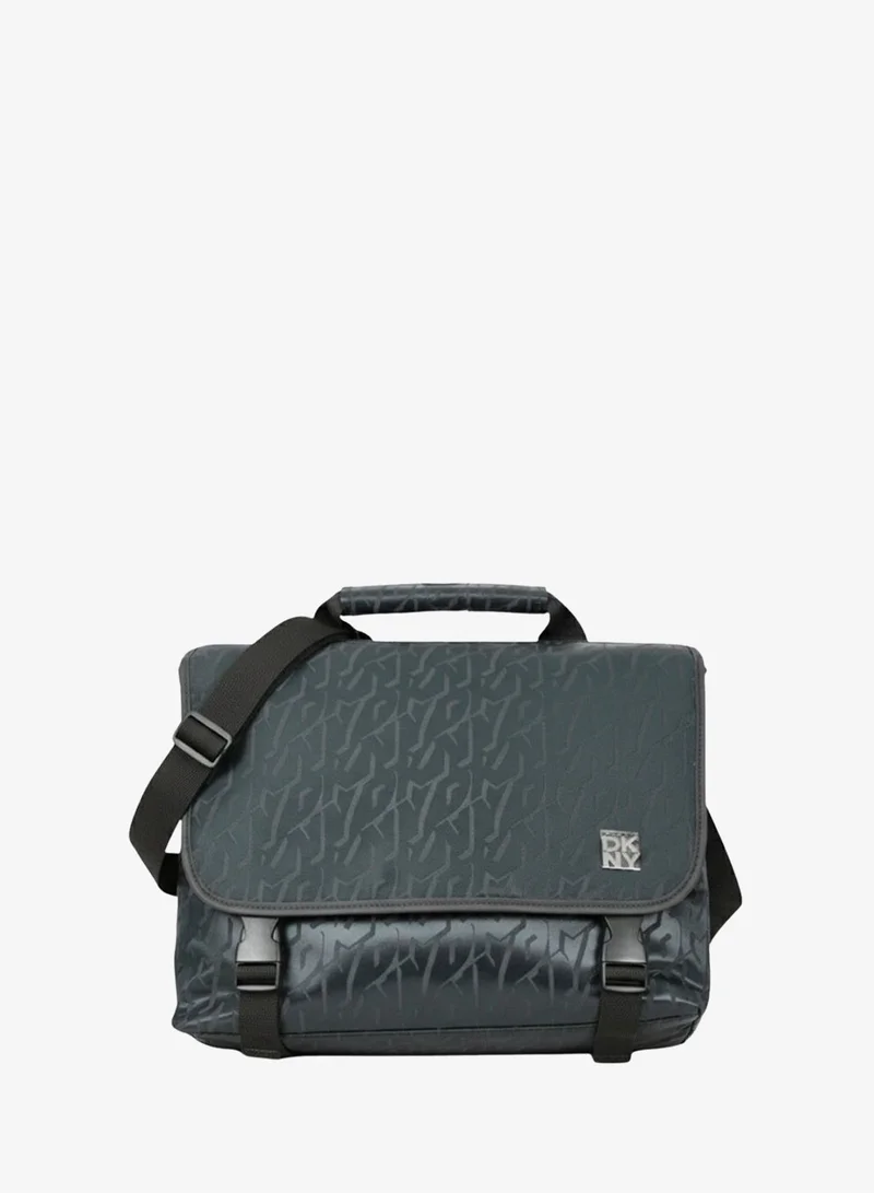 DKNY Men's Crossbody Messenger Bag with Embossed Logo and Adjustable Strap – Black (DKNY-5160)