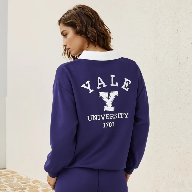 اس بي كاركترز Yale Print Sweatshirt with Contrast Collar