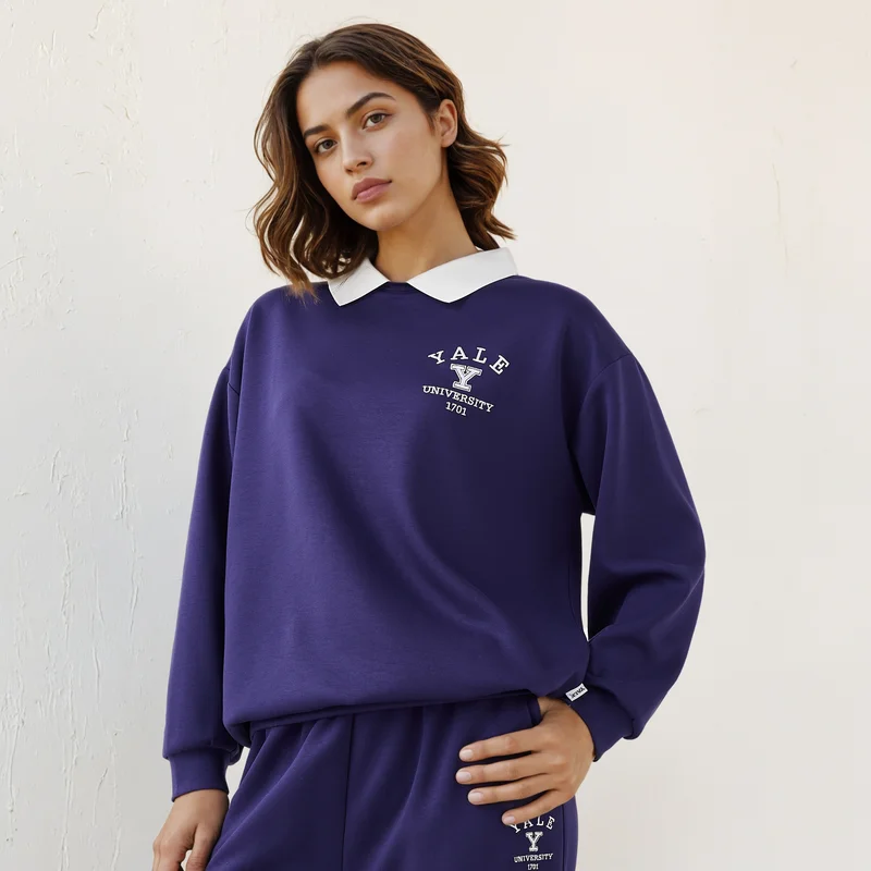 SP Characters Yale Print Sweatshirt with Contrast Collar