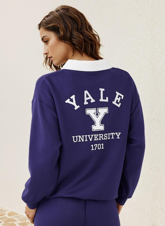 SP Characters Yale Print Sweatshirt with Contrast Collar - Image 3