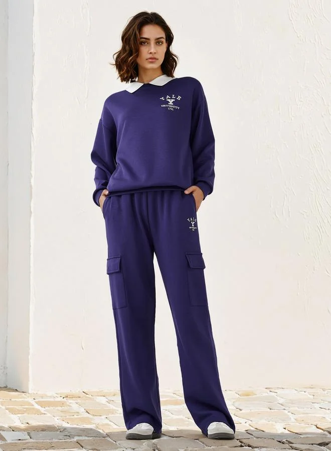 اس بي كاركترز بلوزة ييل بطبعة وياقة متباينة