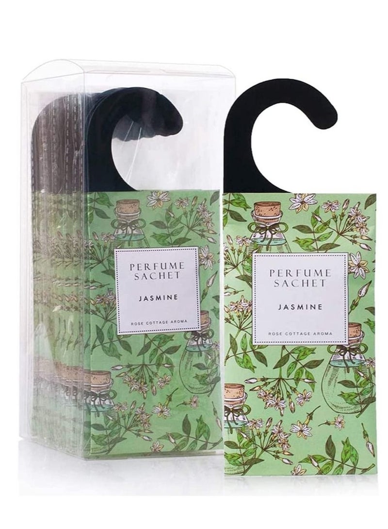 Captaintech Jasmine Hanging Sachet Closet Deodorizer 1 Pack 12 Pcs Scent Sachet Drawer Freshener Closet Air Freshener Scented Deodorizer Freshener for Home Car Long Lasting Scented Sachets Smell Goods - Image 1