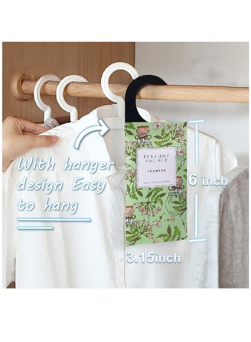 Captaintech Jasmine Hanging Sachet Closet Deodorizer 1 Pack 12 Pcs Scent Sachet Drawer Freshener Closet Air Freshener Scented Deodorizer Freshener for Home Car Long Lasting Scented Sachets Smell Goods - Image 4