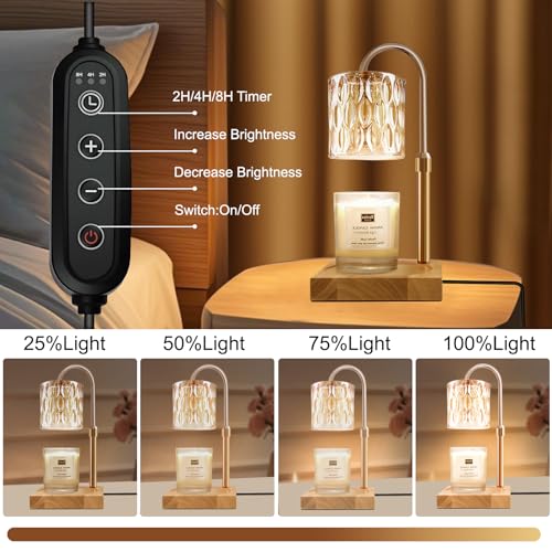 Honvinor Candle Warmer Lamp, Candle Warmer Light with Timer & Dimmer, Candle Warmer Lamp Adjustable Height, Compatible with Jar Scented Candles, Candle Warming Lamp with 3 Bulbs for Home Decor - Image 3