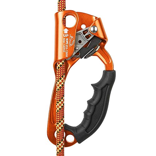 SZCQ SRT Climbing Equipment Hand Ascender Light Alloy Mountaineering Rock Ergonomic Rappelling Gear Handled Right asender Arborist Tree Climber Rigging (Orange,Right Hand) - Image 1