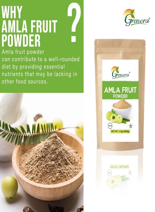 Grenera Amla powder 1kg for drinking and eating (Emblica Officinalis, Indian Gooseberry) | For Skin, Hair Growth | Rich in Vitamin C | For Hair, Skin & Wellness | No Additives, No Preservatives - Image 2