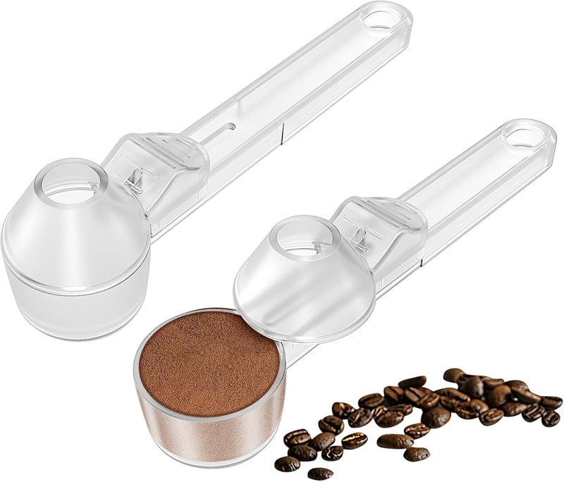 Lov Sprout Coffee Scoop & Funnel for Reusable K Cup Refillable Coffee Pods, Coffee Measuring Spoon 2 Tablespoon Capacity, Scoop with Funnel for Ground Coffee, Protein Powder, Tea (Clear, 2 Pack) - Image 1