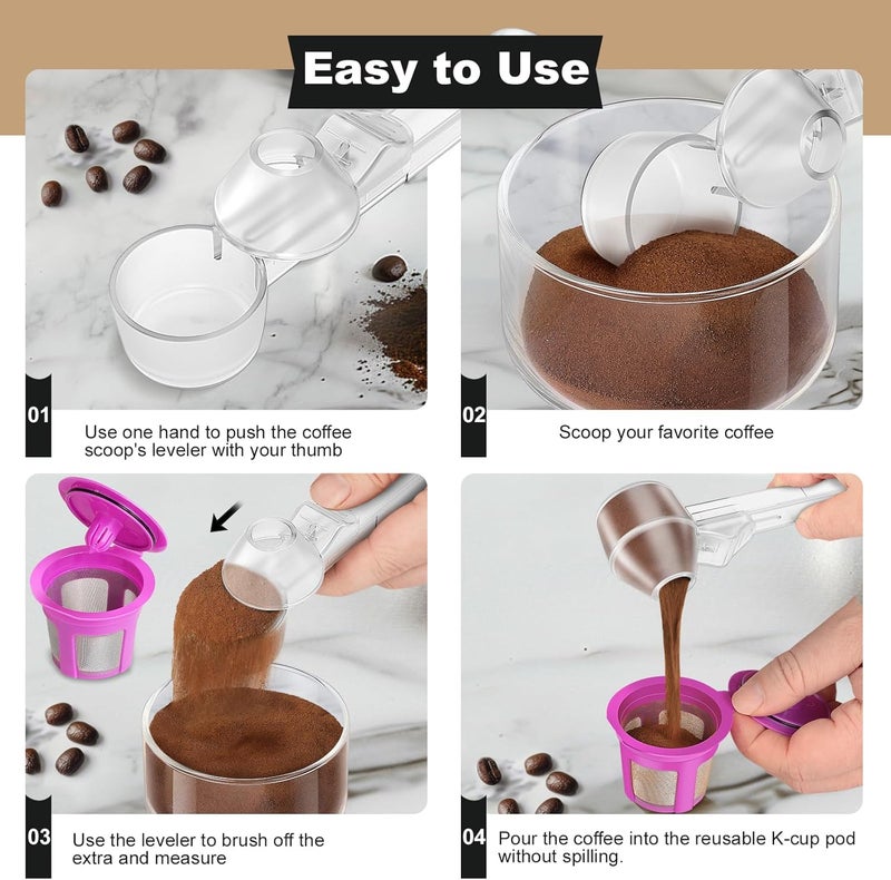 Lov Sprout Coffee Scoop & Funnel for Reusable K Cup Refillable Coffee Pods, Coffee Measuring Spoon 2 Tablespoon Capacity, Scoop with Funnel for Ground Coffee, Protein Powder, Tea (Clear, 2 Pack) - Image 4