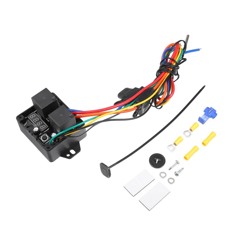 Hihaha Digital Radiator Fans Controller Swith 12V and 24V AdjustableDigital Electric Thermatic Fan Switch Kit 1 Pcs Part 0444