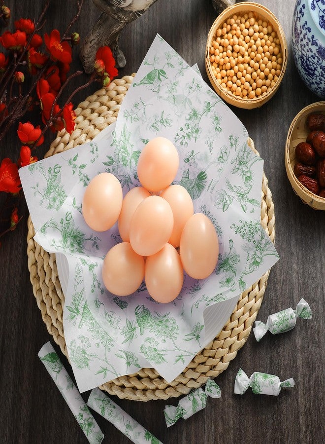 Feifeiya 200 Pcs Floral Wax Paper Sheet for Food Chinoiserie Bird Deli Paper Waterproof Sandwich Wrapping Greaseproof Food Basket Liners for Picnic Party Kitchen Supply, 9.8 x 8.7inch (Floral,Green) - Image 5