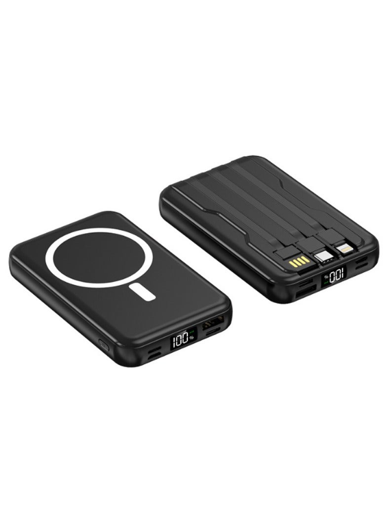 10000 mAh Power Bank, 3 built-in cables, black - Image 2