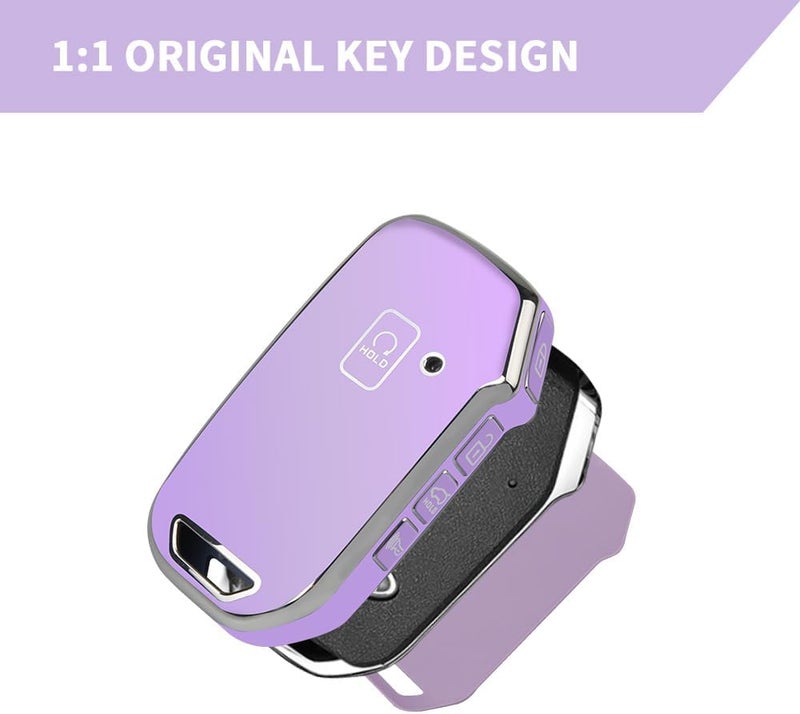 QBUC for Kia Key Fob Cover Case with Keychain Compatible with Kia K5 Sportage Sorento Telluride Forte Seltos Soul Niro Car Key（Purple） - Image 5