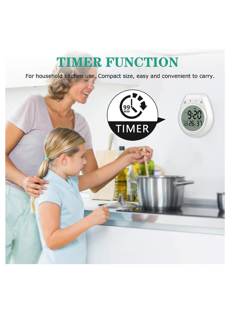 Digital Wall Waterproof Clock Timer, Bathroom Shower Kitchen Wall Clock with Alarm and Big LCD, Suction Cup Hanging Hole Countdown Timer - Image 2