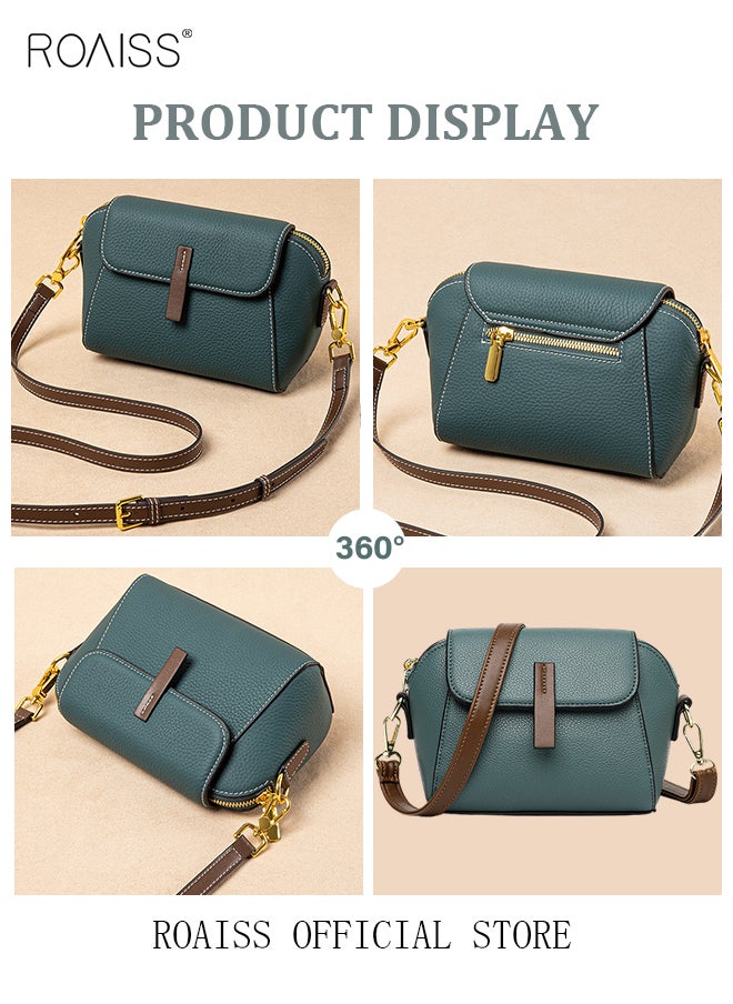 roaiss - Women's New Fashion Bags Soft Leather Simple Classic Crossbody Bag Double Layer Compartment Magnetic Closure Handbag Shell Bag - Image 1