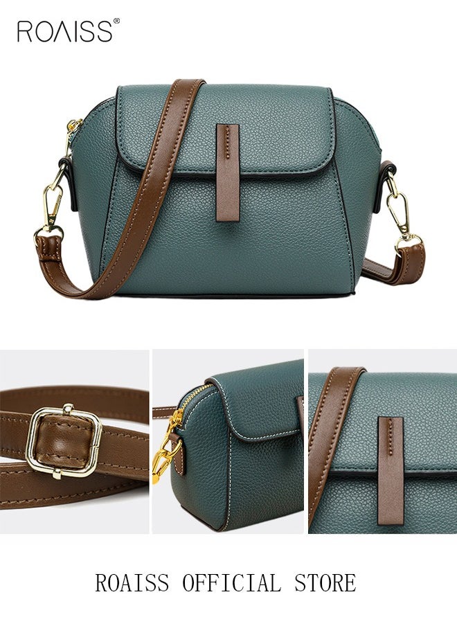 roaiss - Women's New Fashion Bags Soft Leather Simple Classic Crossbody Bag Double Layer Compartment Magnetic Closure Handbag Shell Bag - Image 1