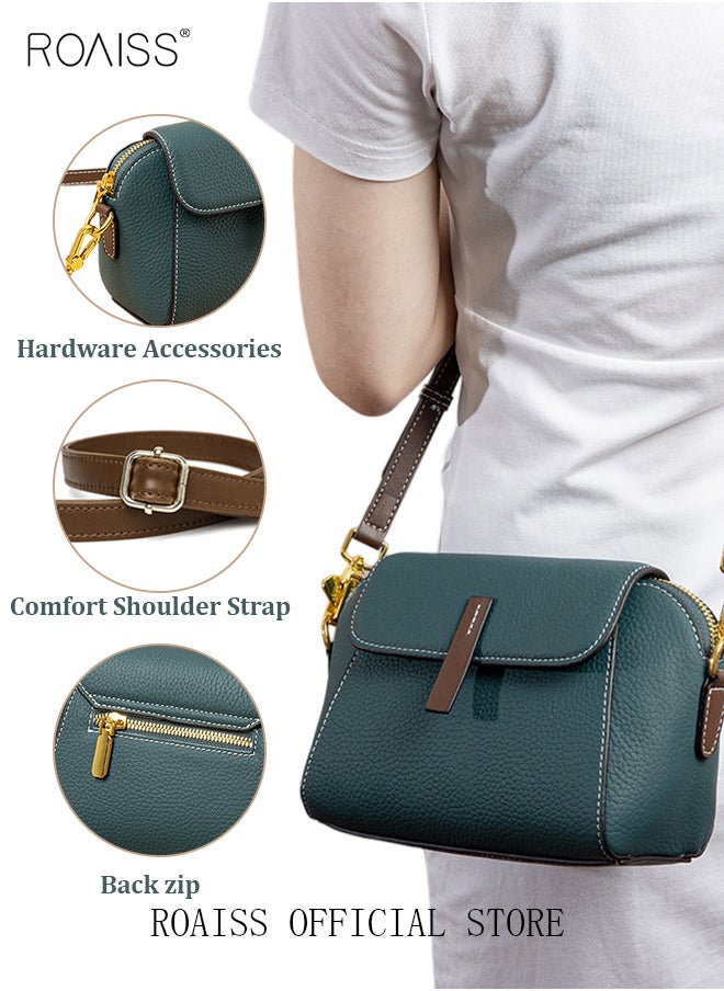 roaiss - Women's New Fashion Bags Soft Leather Simple Classic Crossbody Bag Double Layer Compartment Magnetic Closure Handbag Shell Bag - Image 1