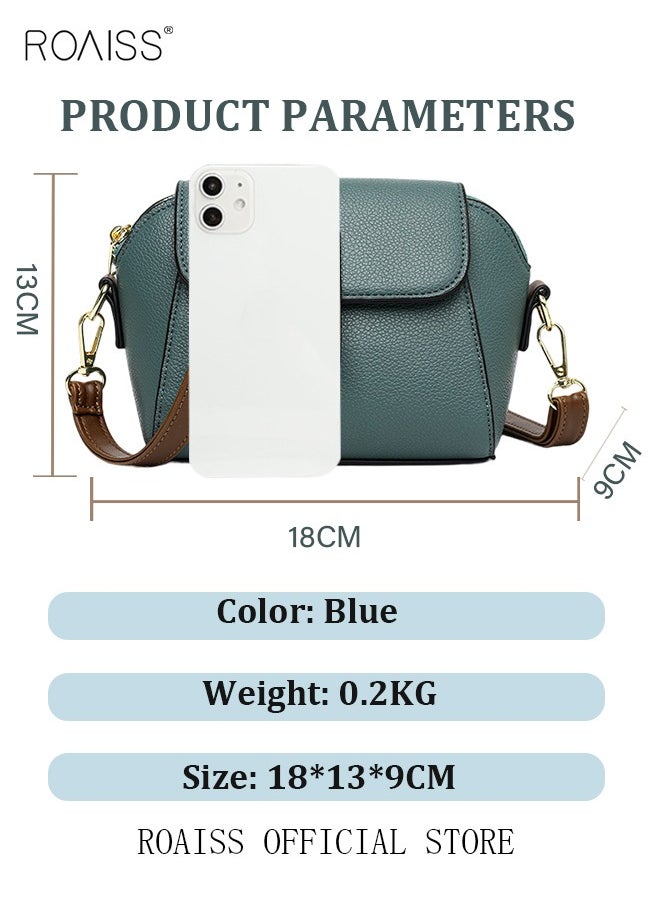 roaiss - Women's New Fashion Bags Soft Leather Simple Classic Crossbody Bag Double Layer Compartment Magnetic Closure Handbag Shell Bag - Image 1