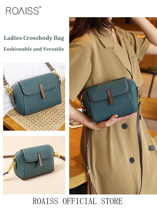 roaiss - Women's New Fashion Bags Soft Leather Simple Classic Crossbody Bag Double Layer Compartment Magnetic Closure Handbag Shell Bag - Image 1
