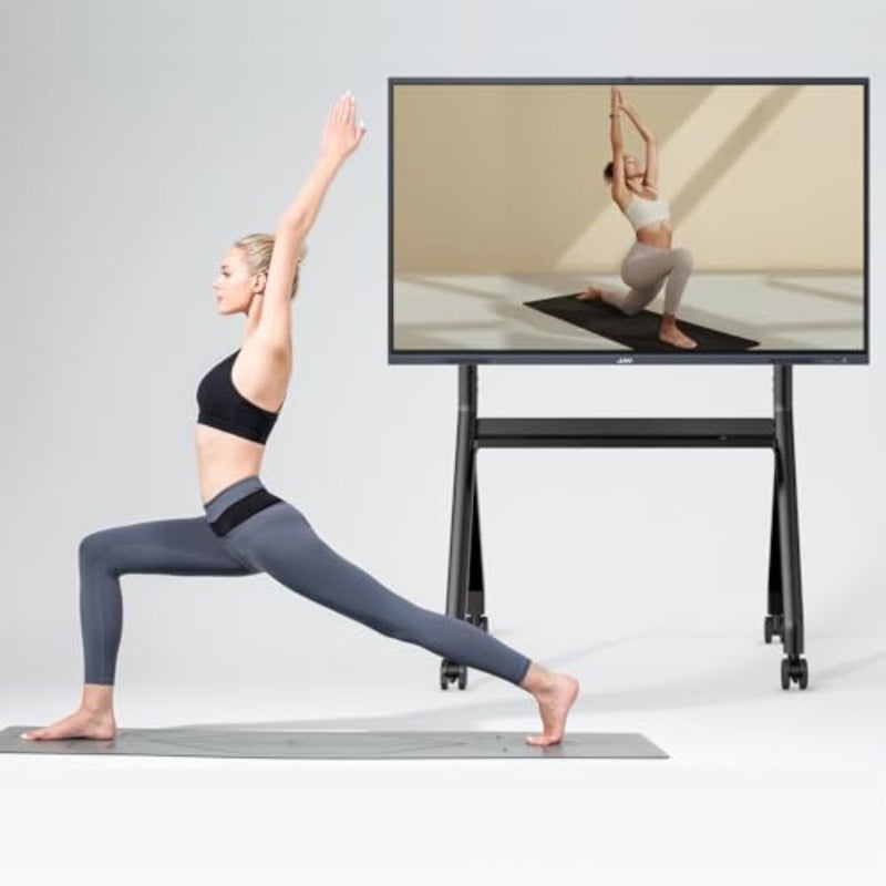Interactive whiteboard stand for 47-65 smart boards, aluminum alloy construction, matte black finish, height-adjustable and lockable four-wheel mobility - Image 5