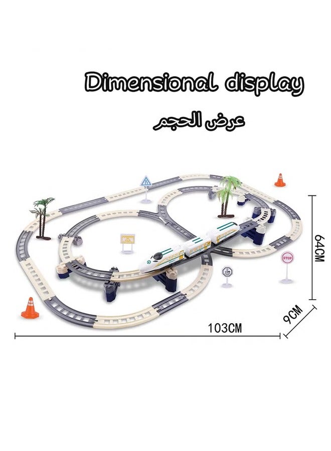YelaJoy High Speed Train Set,Simulation Electric Train Toy Set,Double Layer Simulation Track,Locomotive,Carriage,Road Sign,Tree,Electric Assembly Toy - Image 5