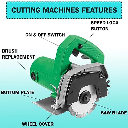 MLD 4 inch height adjustable tiles cutter machine 1050w marble cutting machine With 3 Pieces Wheels/Discs for Cutting Wood/Metal/Brick/Marble (Size -110mm, Plastic, multicolor) - Image 2
