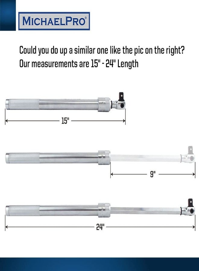 MichaelPro MP007002 قضيب كسر قابل للتمديد بقطر نصف بوصة (طول من 15 إلى 24 بوصة) / مقبض مرن، رأس مرن دوار (قابل للتمديد من 15 إلى 24 بوصة) - Image 2