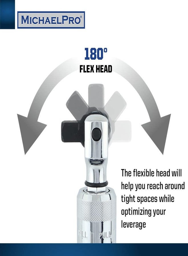 MichaelPro MP007002 قضيب كسر قابل للتمديد بقطر نصف بوصة (طول من 15 إلى 24 بوصة) / مقبض مرن، رأس مرن دوار (قابل للتمديد من 15 إلى 24 بوصة) - Image 3
