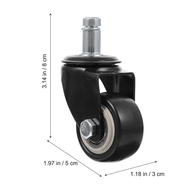5 Pcs Office Chair Caster Wheels Universal Swivel Silent Rotation Black Pu Replacement for Gaming Chairs and Home Furniture Accessories - Image 2