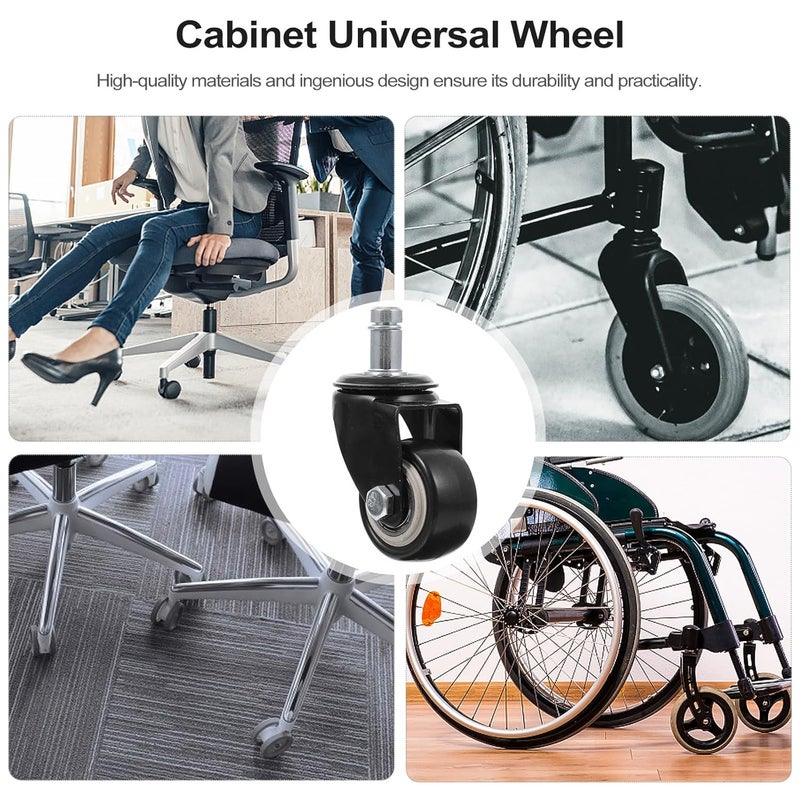 5 Pcs Office Chair Caster Wheels Universal Swivel Silent Rotation Black Pu Replacement for Gaming Chairs and Home Furniture Accessories - Image 3