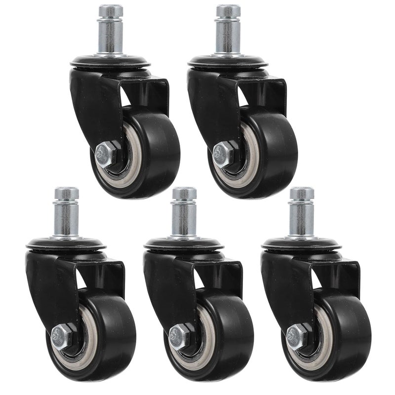 5 Pcs Office Chair Caster Wheels Universal Swivel Silent Rotation Black Pu Replacement for Gaming Chairs and Home Furniture Accessories - Image 1
