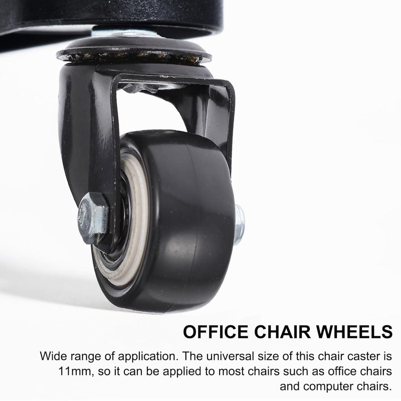 5 Pcs Office Chair Caster Wheels Universal Swivel Silent Rotation Black Pu Replacement for Gaming Chairs and Home Furniture Accessories - Image 5