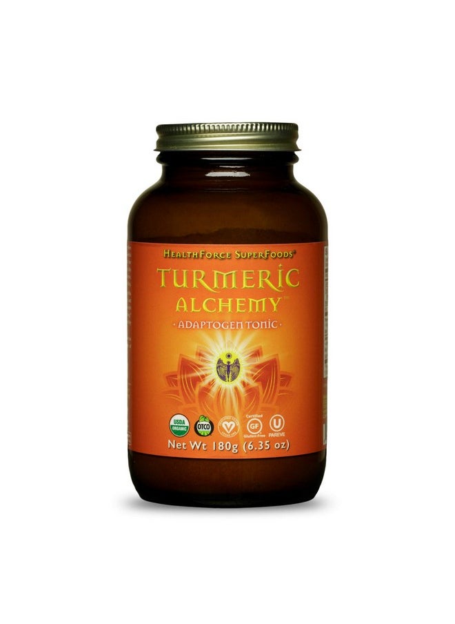 HEALTHFORCE SUPERFOODS Turmeric Alchemy 180 Grams Superfood Adaptogen Tonic Golden Milk & Curcumin Blend Supports Energy Endurance & Vitality Organic Vegan Gluten Free 60 Servings  - Image 1
