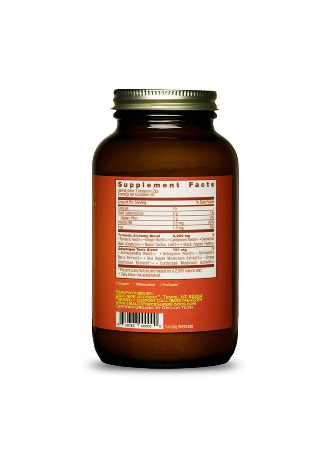 HEALTHFORCE SUPERFOODS Turmeric Alchemy 180 Grams Superfood Adaptogen Tonic Golden Milk & Curcumin Blend Supports Energy Endurance & Vitality Organic Vegan Gluten Free 60 Servings  - Image 3