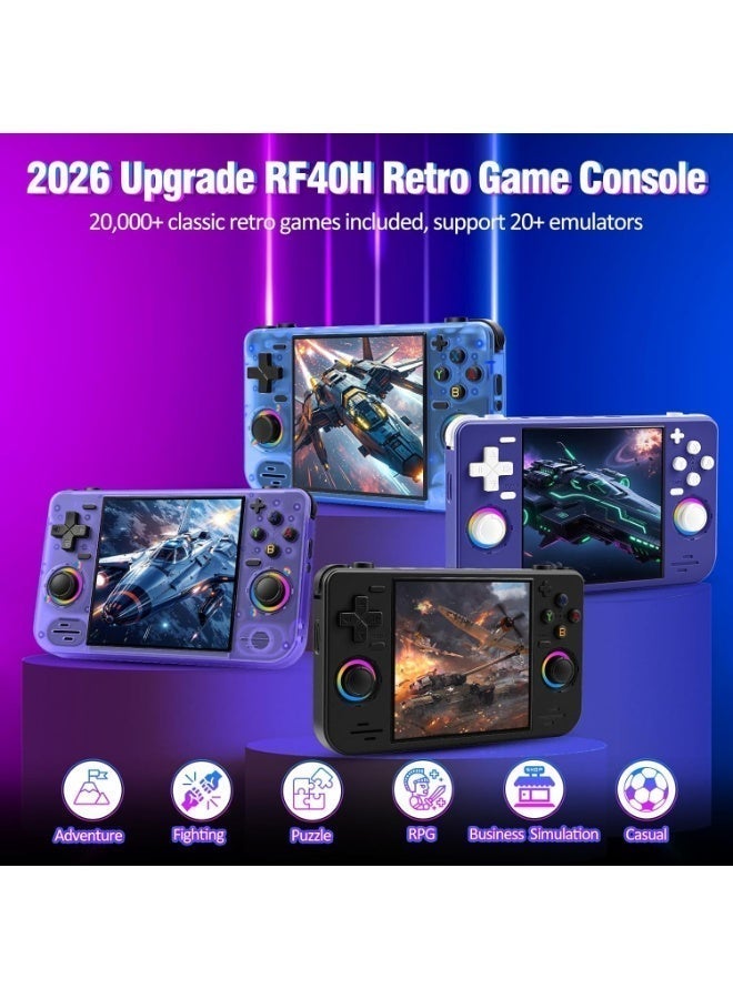 Western Mountains RF40H Handheld Game Console, 4.0" Retro Gaming Console Preloaded 20,000+ Classic Games, Open Source Linux System, Support WiFi Online Play, Portable Pocket Hand Held Video Game (Purple) - Image 4