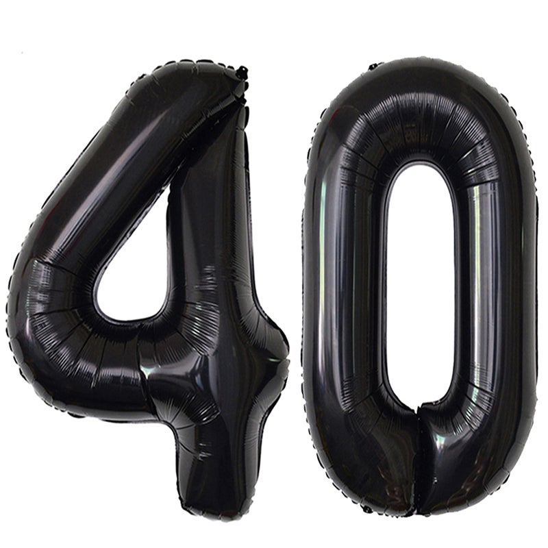 Jonhamwelbor 40 Number Balloons Black Giant Jumbo Big Large 40 Foil Mylar Helium Number Balloons Black 40th Birthday Party Decorations Supplies 40 Anniversary Events for Women Men - Image 3