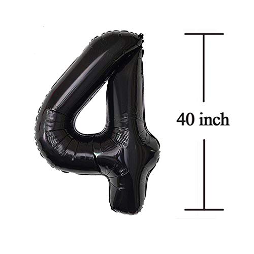 Jonhamwelbor 40 Number Balloons Black Giant Jumbo Big Large 40 Foil Mylar Helium Number Balloons Black 40th Birthday Party Decorations Supplies 40 Anniversary Events for Women Men - Image 5