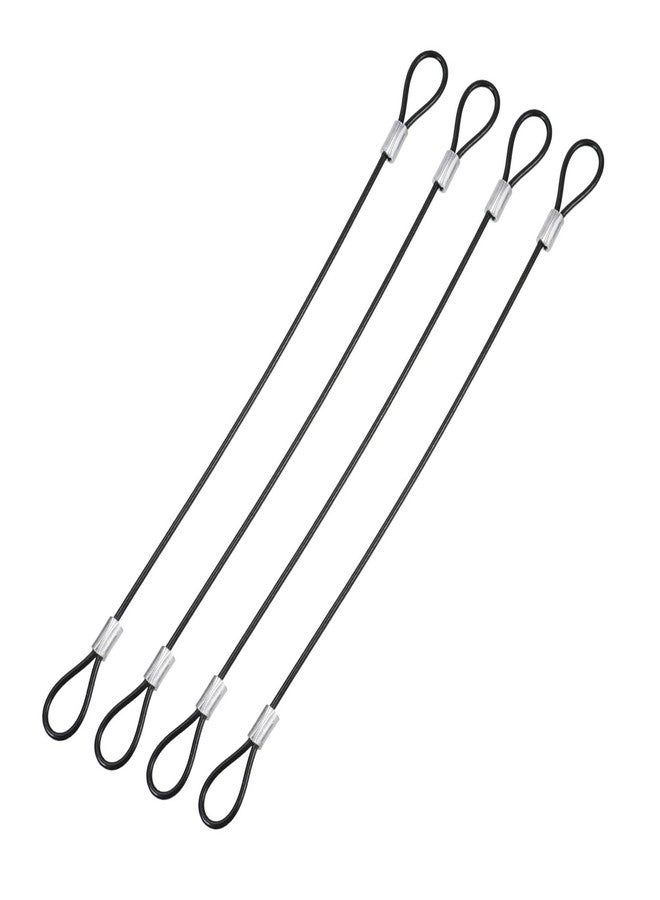 YOKIVE 4 Pcs Safety Cable Locks, Stainless Steel Security Wire Rope with Double Loops | Great for Outdoor, Luggage Locks (Black, 8-Inch) - Image 1