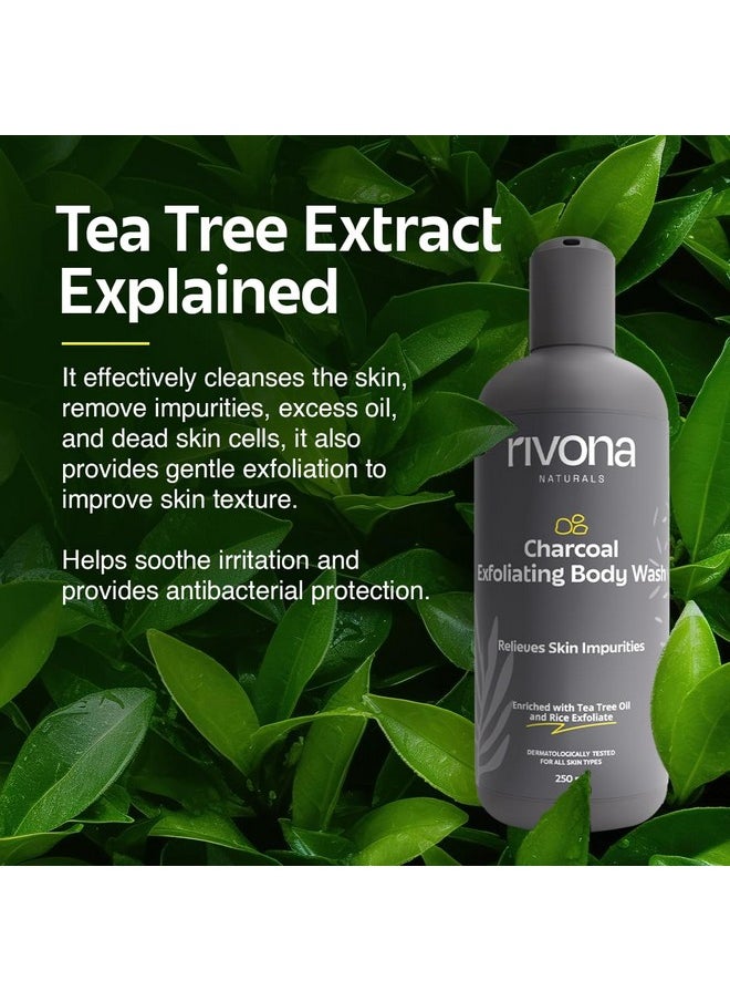 RIVONA NATURALS Charcoal Fresh Detox Duo Combo Of Charcoal Exfoliating Body Wash 250 Ml Charcoal Exfoliating Facewash 100 Ml With Scrub For Deep Pore Cleaning And Removes Dirt For Men & Women  - Image 3