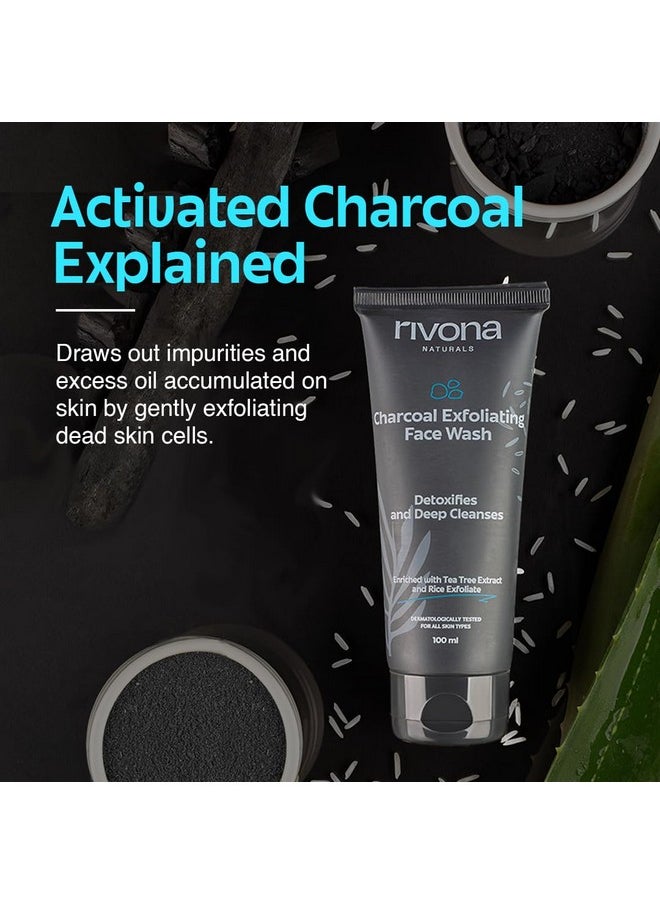 RIVONA NATURALS Charcoal Fresh Detox Duo Combo Of Charcoal Exfoliating Body Wash 250 Ml Charcoal Exfoliating Facewash 100 Ml With Scrub For Deep Pore Cleaning And Removes Dirt For Men & Women  - Image 5