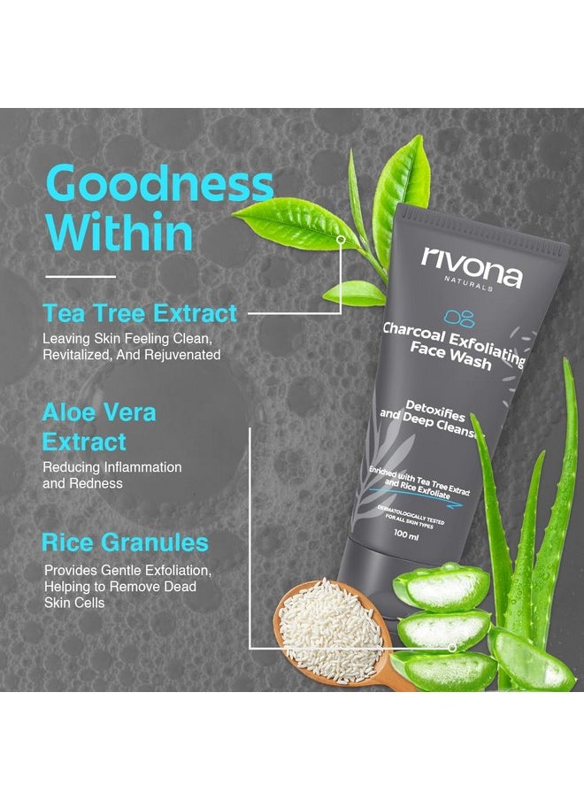 RIVONA NATURALS Charcoal Fresh Detox Duo Combo Of Charcoal Exfoliating Body Wash 250 Ml Charcoal Exfoliating Facewash 100 Ml With Scrub For Deep Pore Cleaning And Removes Dirt For Men & Women  - Image 4