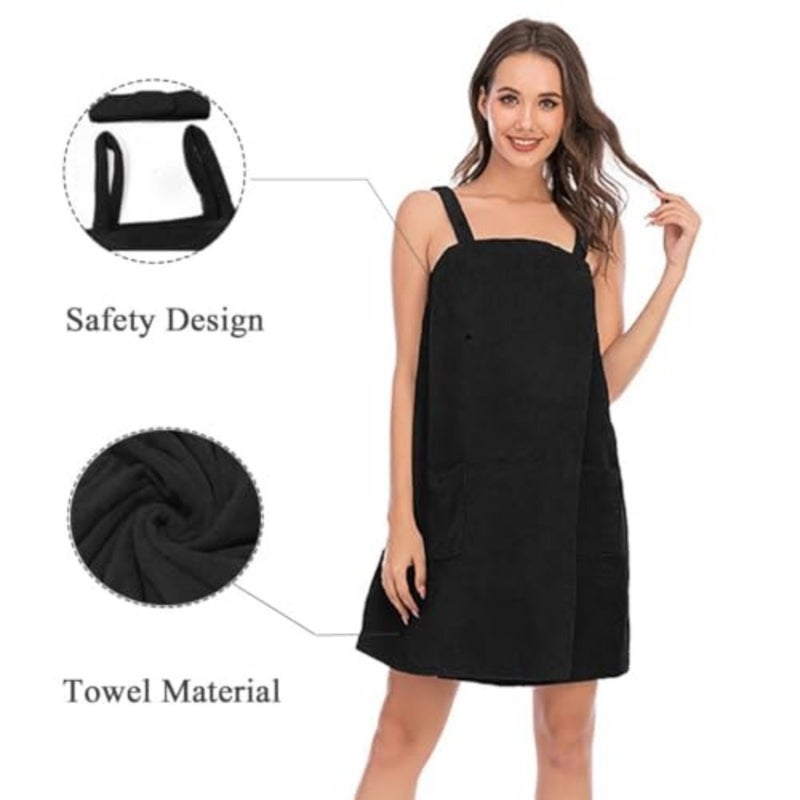 Xivor Bath Towel for Women, Adjustable Bath Wrap with Pocket and Face Headband, Soft Absorbent Spa Towel, Wearable Bathrobe Cover for Shower, Gym, Travel and Home - Image 5